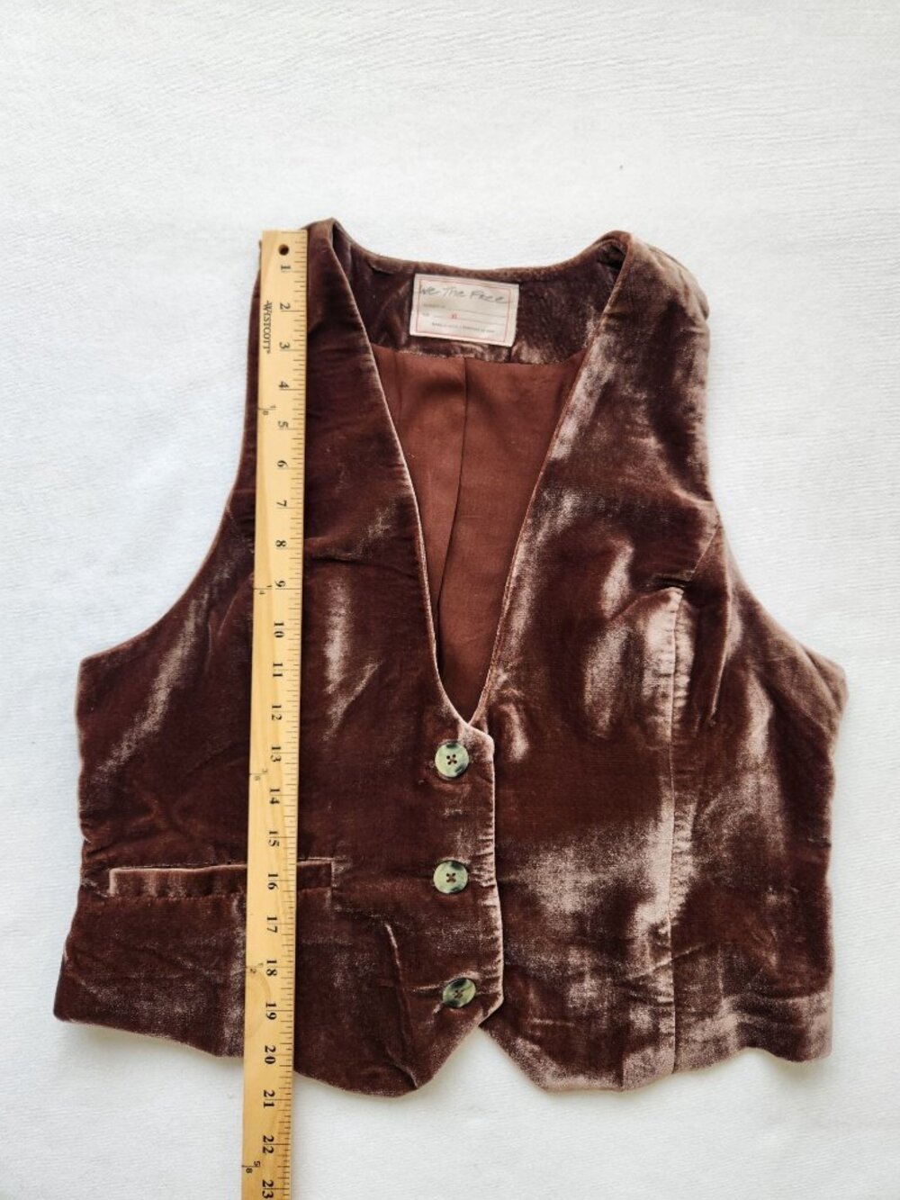 We The Free Brown Velvet Button-Front Vest Soft Boho Western Rodeo Festival XL - Picture 8 of 10